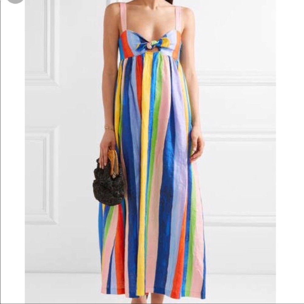 Mara Hoffman Linen Striped Tie Maxi Dress